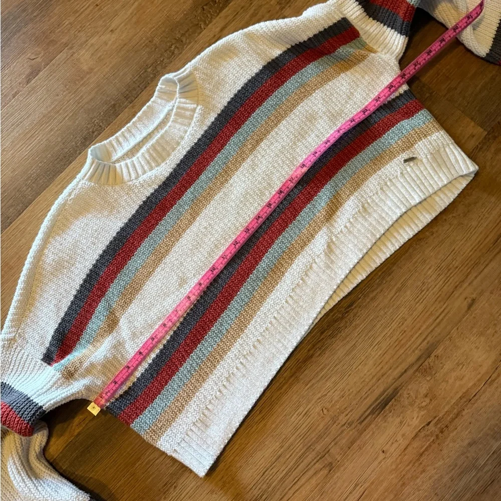 Hollister Striped Cropped Sweater - White, Red, Brown, Tan Size XS Cozy, Y2K - Picture 6 of 6
